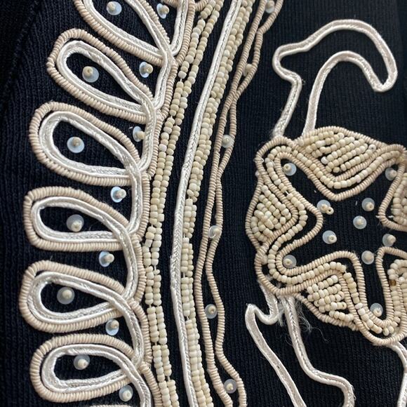 Joseph A NWT women’s size Medium cropped black and white beaded cardigan sweater - Picture 2 of 6